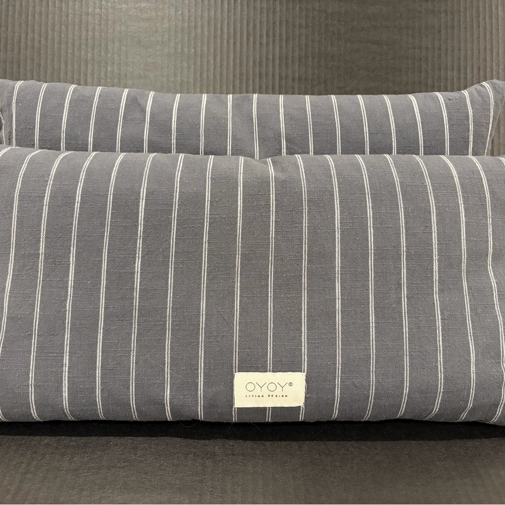 Oyoy Gray and white Striped Accent Pillow, pair of 2